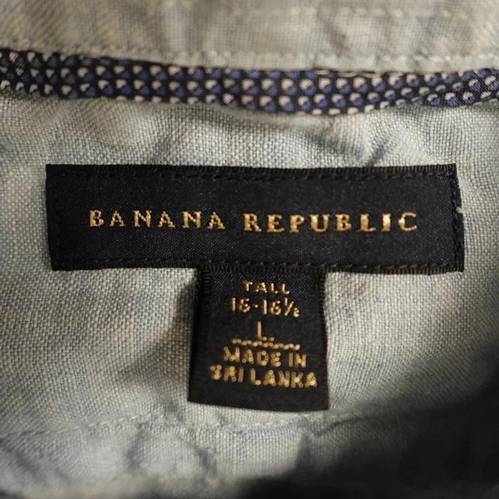 Banana Republic Linen Button-Down Shirt‎ Men’s Large Light Blue Casual Summer